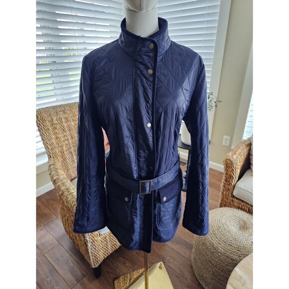 Talbots Jackets & Blazers - TALBOTS Navy Quilted Mid Length Barn Jacket Size L Equestrian Preppy
